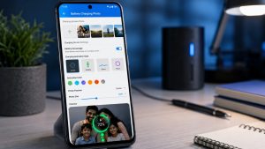 Battery charging photo app setting