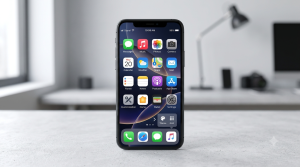 Android phone with an iPhone 17-style iOS 26 launcher and app icons